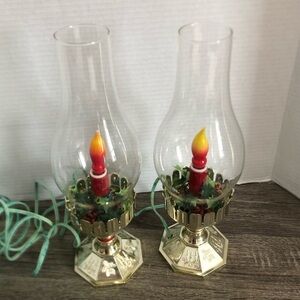 Vtg Electric Hurricane Candle Lamps